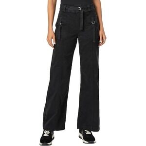 PAIGE Brooklyn High Rise Wide Leg Pants Charcoal Black D-Ring Hardware Size 26